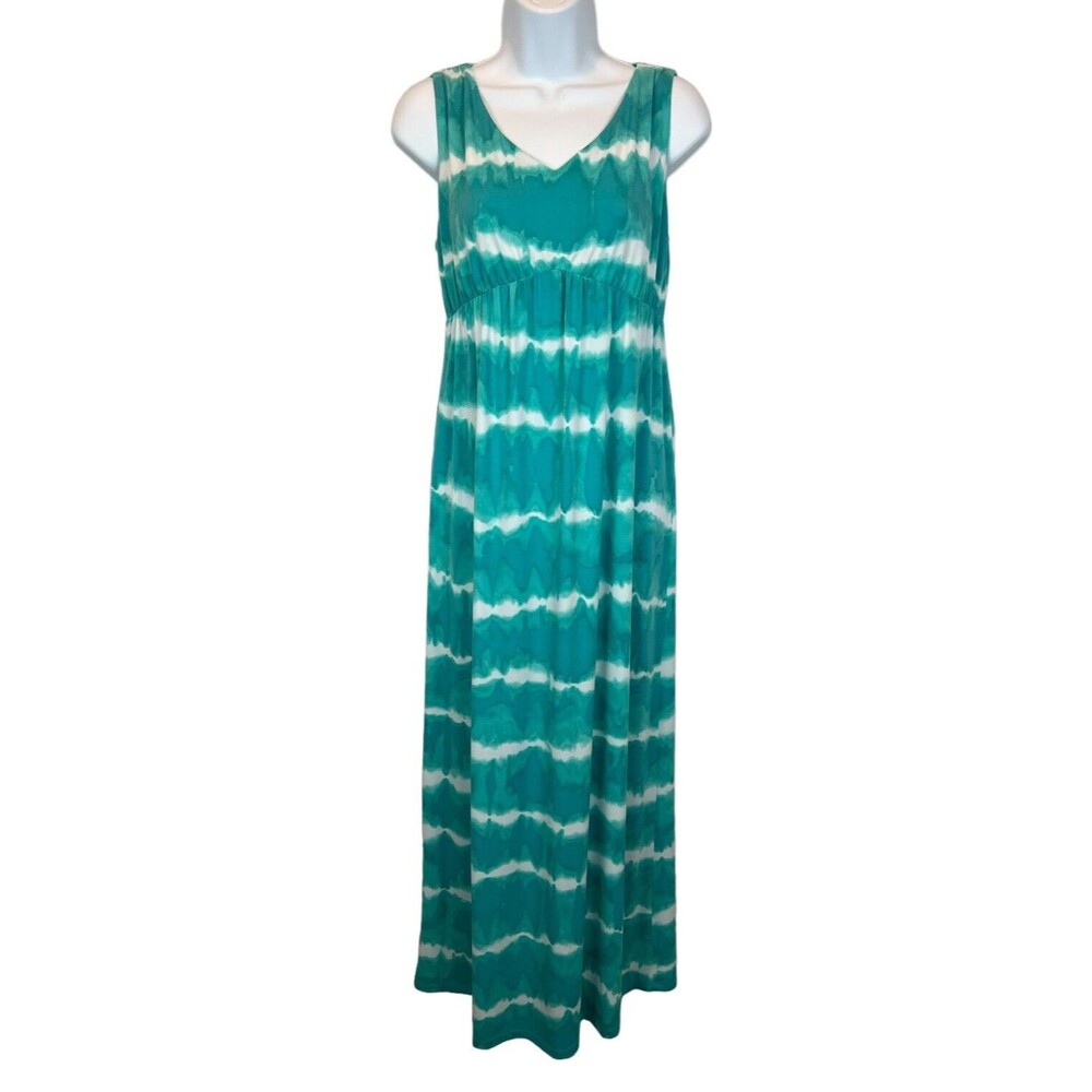 Chico's Empire Waist Sleeveless V-Neck Jersey Knit Maxi Dress Size US S (0)